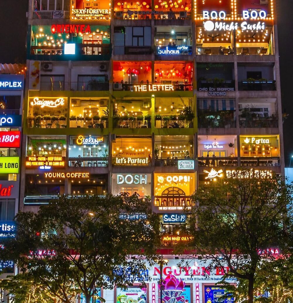 Cafe Apartment in Saigon downtown night