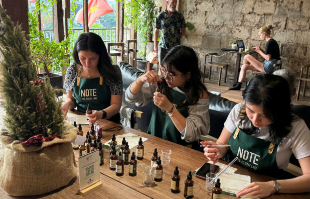 benthanhareaworkshopgroupblending Perfume Workshop by NOTE The Scent Lab Group perfume making workshop near Ben Thanh Market District 1 Saigon