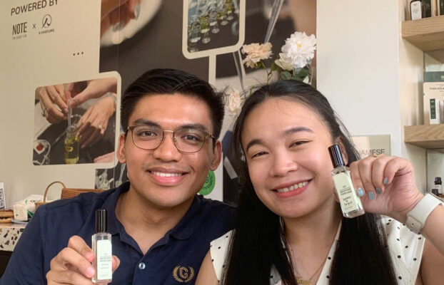 Couple creating perfumes for each other at NOTE The Scent Lab Ho Chi Minh City