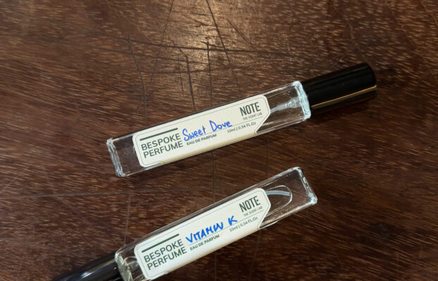 Two custom perfume bottles  couple souvenir from NOTE workshop