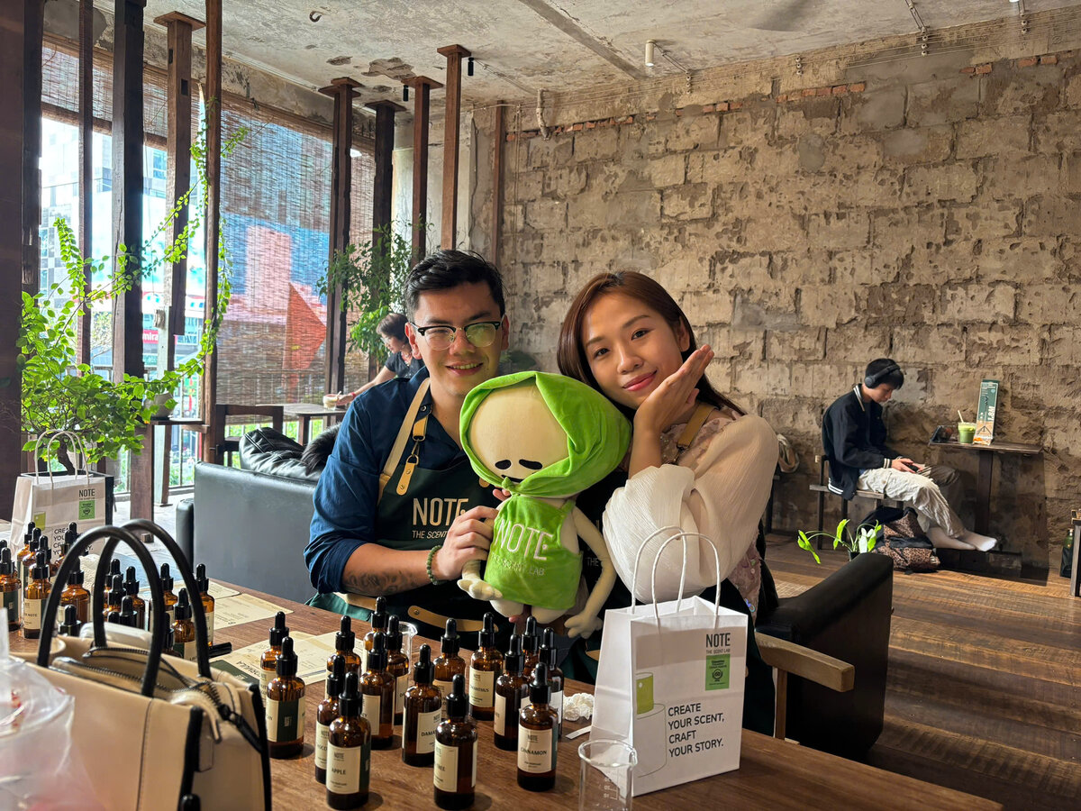 Solo female traveller Saigon with custom perfume NOTE Vietnam packing